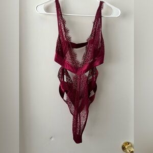 Victoria's Secret Burgundy Lace Bodysuit